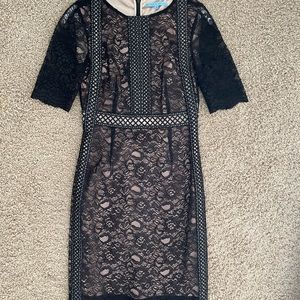 Black & Nude Lace Antonio Melani Cocktail Dress (Size 4)